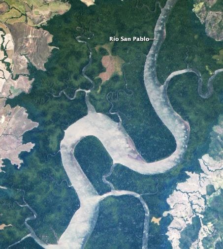 satellite imagery of the Rio San Pablo river. Credit: NASA Earth Observatory.