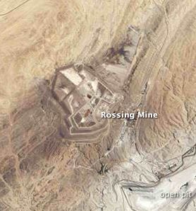 Satellite imagery of the Rossing uranium mine. Credit: NASA Earth OBservatory