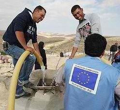 The West Bank town of Tubas is not connected to a water network. Through ECHO, the European Commission Humanitarian Aid Dept., four cisterns were built for the community, and the road on which water tanks can get in was repaired, March 22, 2013. (Photo by ECHO Jerusalem)