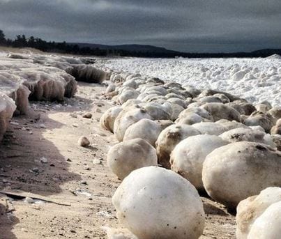 Photo of Huge Ice Spheres Along Sleeping Bear Dunes National Lakeshore. Credit: Leda Olmstead