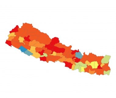 Map showing vulnerability in Nepal. Image Credit: DEVELOP