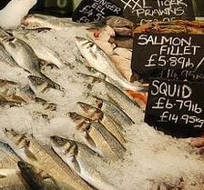 Photograph of frozen fish for sale. Credit: BBC