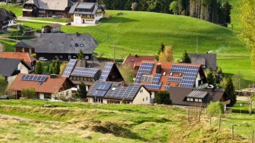 Solar panels on roofs in a typical Black Forest village. Image Credit: Osha Gray Davidson.