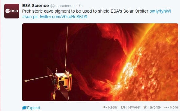 Tweet from @esascience from Feb. 12. Image Credit: ESA. 