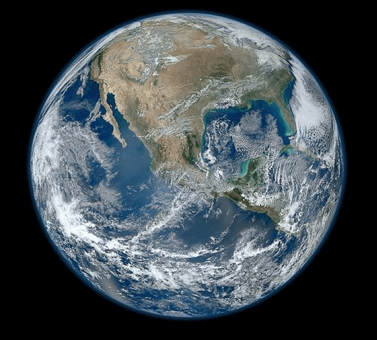 A ÛÏblue marbleÛ image of Earth taken from the VIIRS instrument aboard NASA's Suomi NPP satellite.