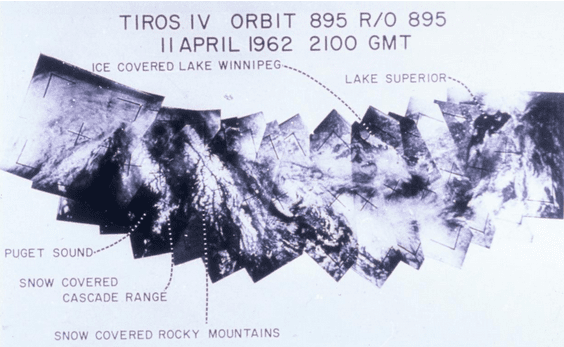 Snow coverage was first mapped from space by the NASA-designed TIROS series of weather satellites. Image credit: NASA