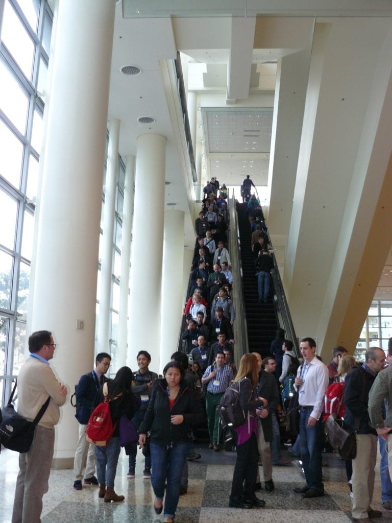 People on the escalator between sessions. AGU 2014