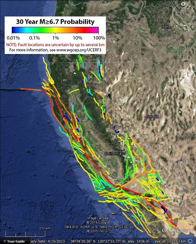 california earth quake lines