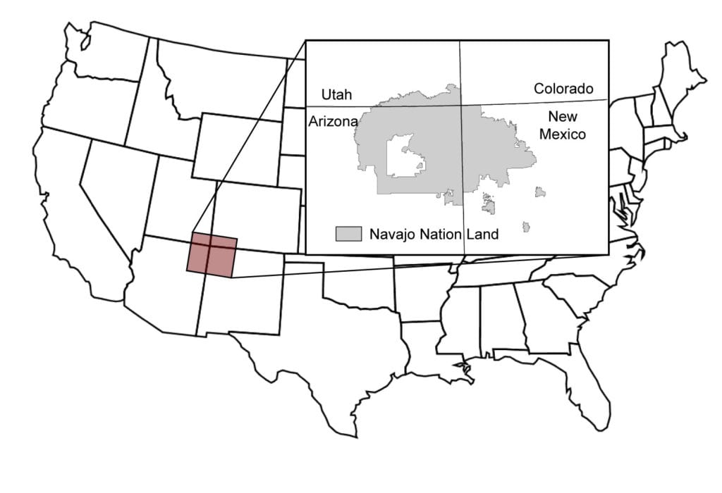 Geographic location of the Navajo Nation. Image Credit: Cheryl Cary