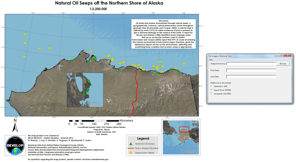 Static map detailing natural seeps and exploration wells off the Northern Shore of Alaska. Image Credit: Alaska Disasters Team