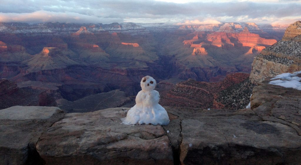 A snowman at Grand Canyon National Park, Arizona. Image Credit: National Park Service/Erin Whittaker
