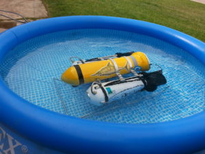 Testing an AUV prototype at INTELYMEC in Olavarria, Argentina, Early 2015. Image Credit: G. Acosta