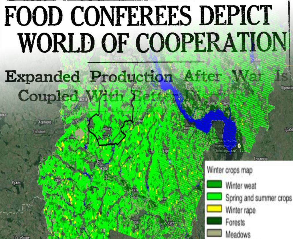 Since The New York Times wrote about the first world food conference in 1943, free and open data from Earth observation satellites have become vital tools for monitoring crop conditions. Image Credit: Osha Gray Davidson/Earthzine (Satellite image from Landsat via Joint Experiment for Crop Assessment and Monitoring)