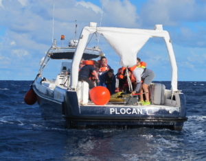 Deploying a glider aboard the PLOCAN-1 fast-boat during the Glider School 2014 edition. Image Credit: PLOCAN