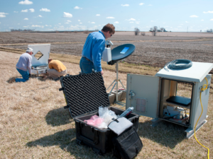 NASA and Iowa Flood Center staff install instrumentation in eastern Iowa for the IFloodS campaign. Image Credit: Aneta Goska / Iowa Flood Center, NASA
