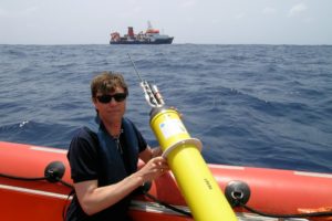 AtlantOS Director Martin Visbeck deploying a research float in the tropical Atlantic. Image Credit: GEOMAR Helmholtz Centre for Ocean Research Kiel, Germany 