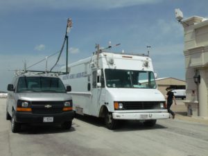 The Aerodyne Mobile Laboratory and the National Oceanic and Atmospheric Administration Global Monitoring Division's instrumented van both contributed to the Barnett Shale methane research campaign. Image Credit: Gabrielle PÌ©tron, NOAA