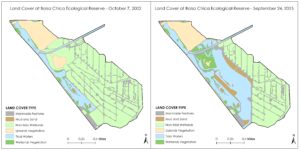 Changes that have happened at the Bolsa Chica Ecological Preserve before and after the restoration efforts re-opened the site to direct tidal influences in 2006. Image Credit: Bolsa Chica Ecological Forecasting Team