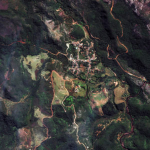 The Bento Rodrigues community and surrounding area after the tailings dam failure in November 2015. Image Credit: Daily Overview/DigitalGlobe