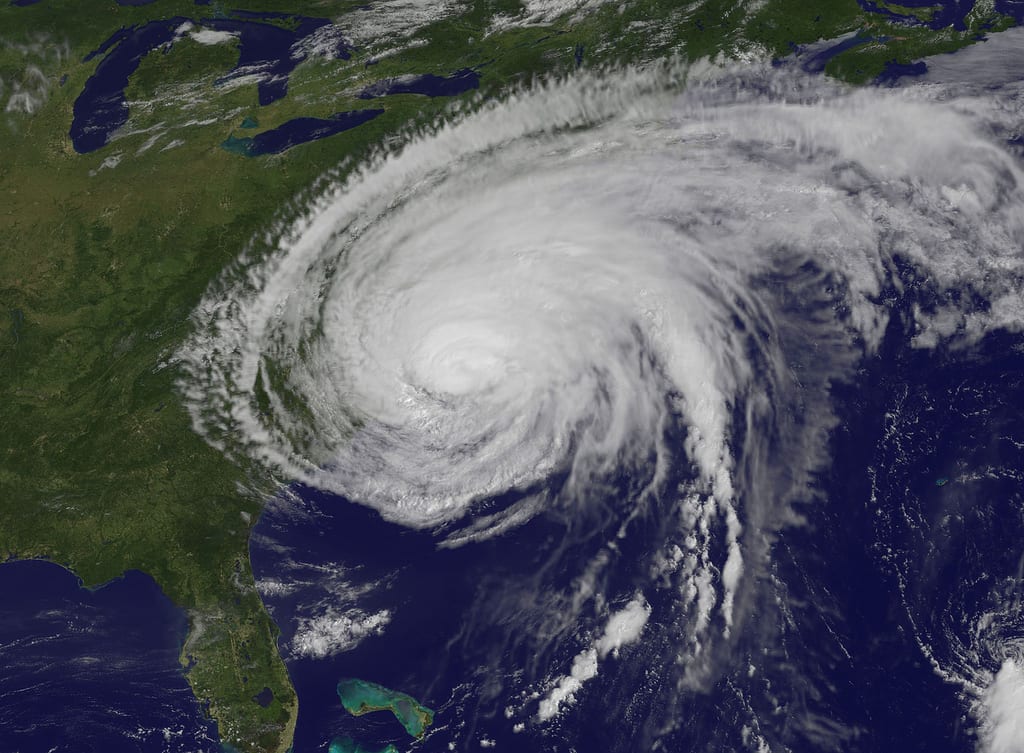 The GOES-13 satellite saw Hurricane Irene on August 27, 2011 at 10:10 a.m. EDT after it made landfall at 8 a.m. in Cape Lookout, North Carolina. Irene's outer bands had already extended into New England. Credit: NASA/NOAA GOES Project