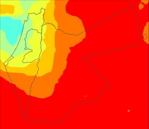 Average precipitation from all available GPM images for the region (March 2014 through January 2016), interpolated using the inverse distance weighted (IDW) interpolation technique. Image Credit: Middle East Water Resources Team 