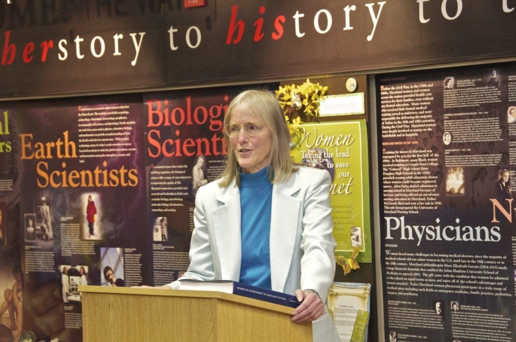 Claire Parkinson giving a talk about the women of Goddard Space Flight Center in 2011. Image Credit: Women@NASA.