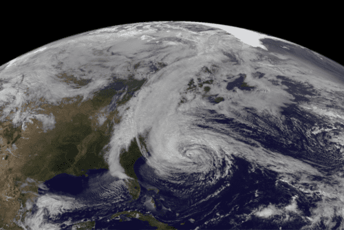 An image of Hurricane Sandy's approach to the eastern coast of the United States on Oct. 28, 2012 captured by GOES-13, one of the geostationary satellites in a NASA-NOAA partnership. Image Credit: NASA