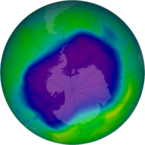 The largest Antarctic Ozone hole ever recorded, September 2006. Image Credit: NASA