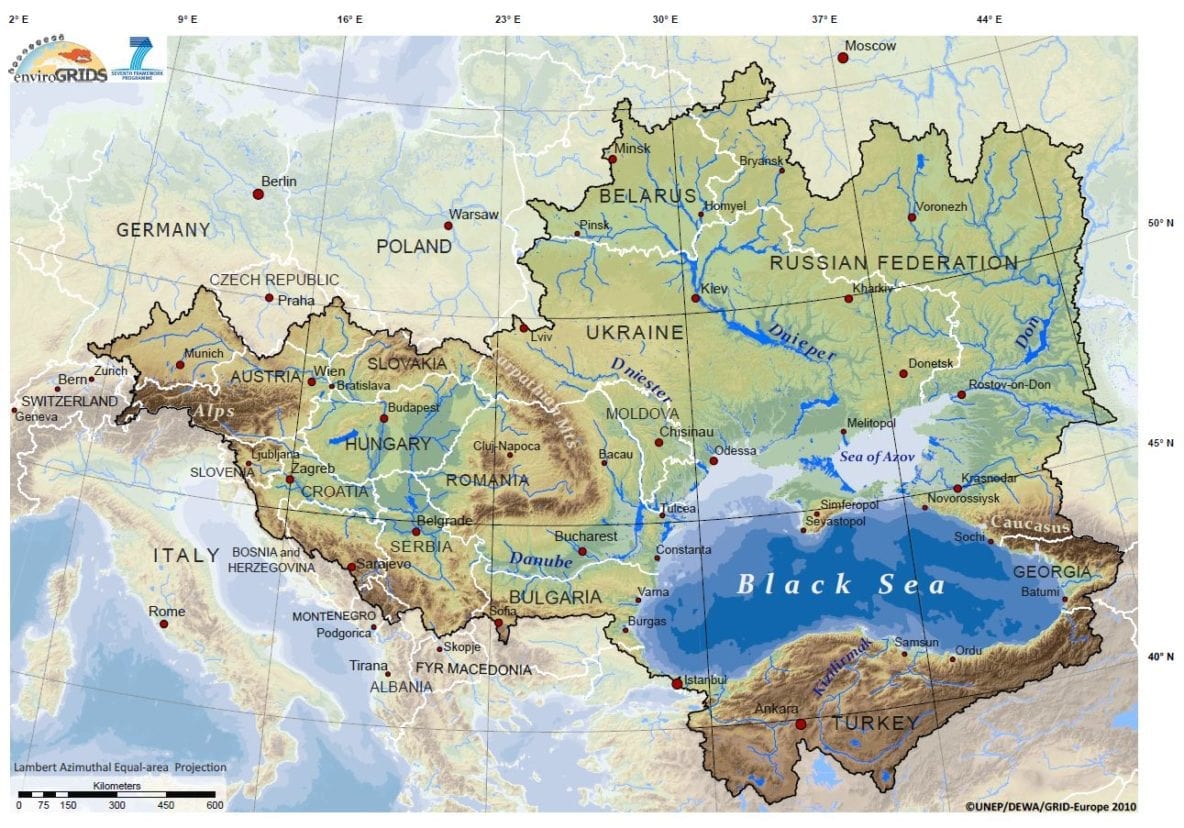 A Black Sea Catchment map from the enviroGRIDS project.