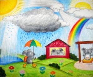 The 2011 First Place Winner: ÛÏFrom Rain to SunshineÛ by Larry Huang, Grade 3, Washington. All images courtesy IGES.