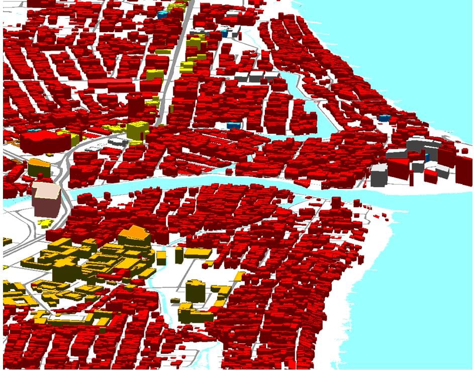 3D city model of the coastal city of Padang, Indonesia. Source: DLR-DFD