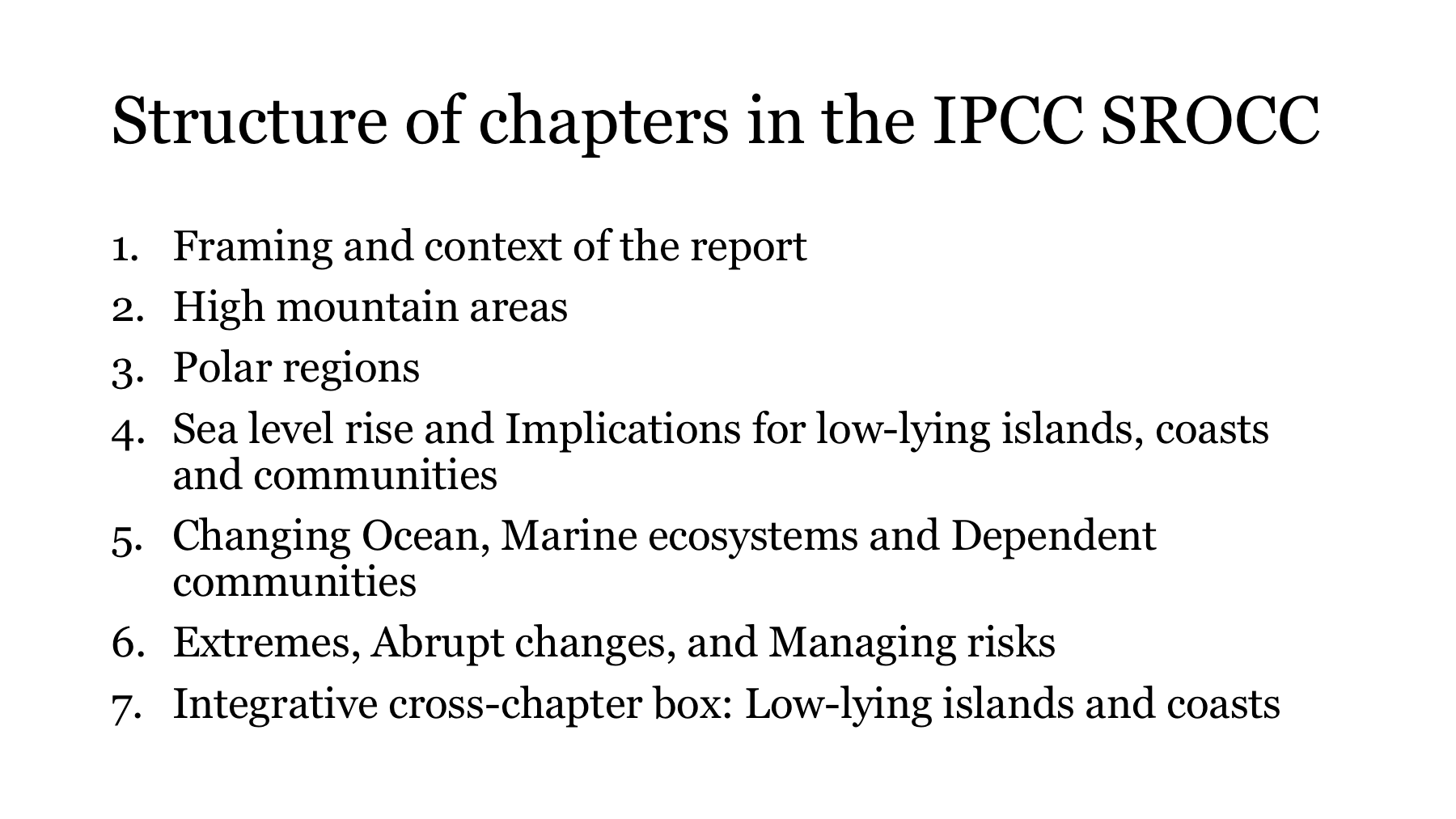 Structure of IPCC report