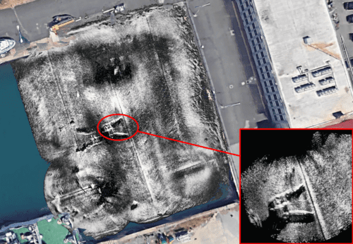 Sonar mosaic of ERL Emergency 2018 Arena. Underwater structure highlighted. Courtesy of UNIFI Team [1].
